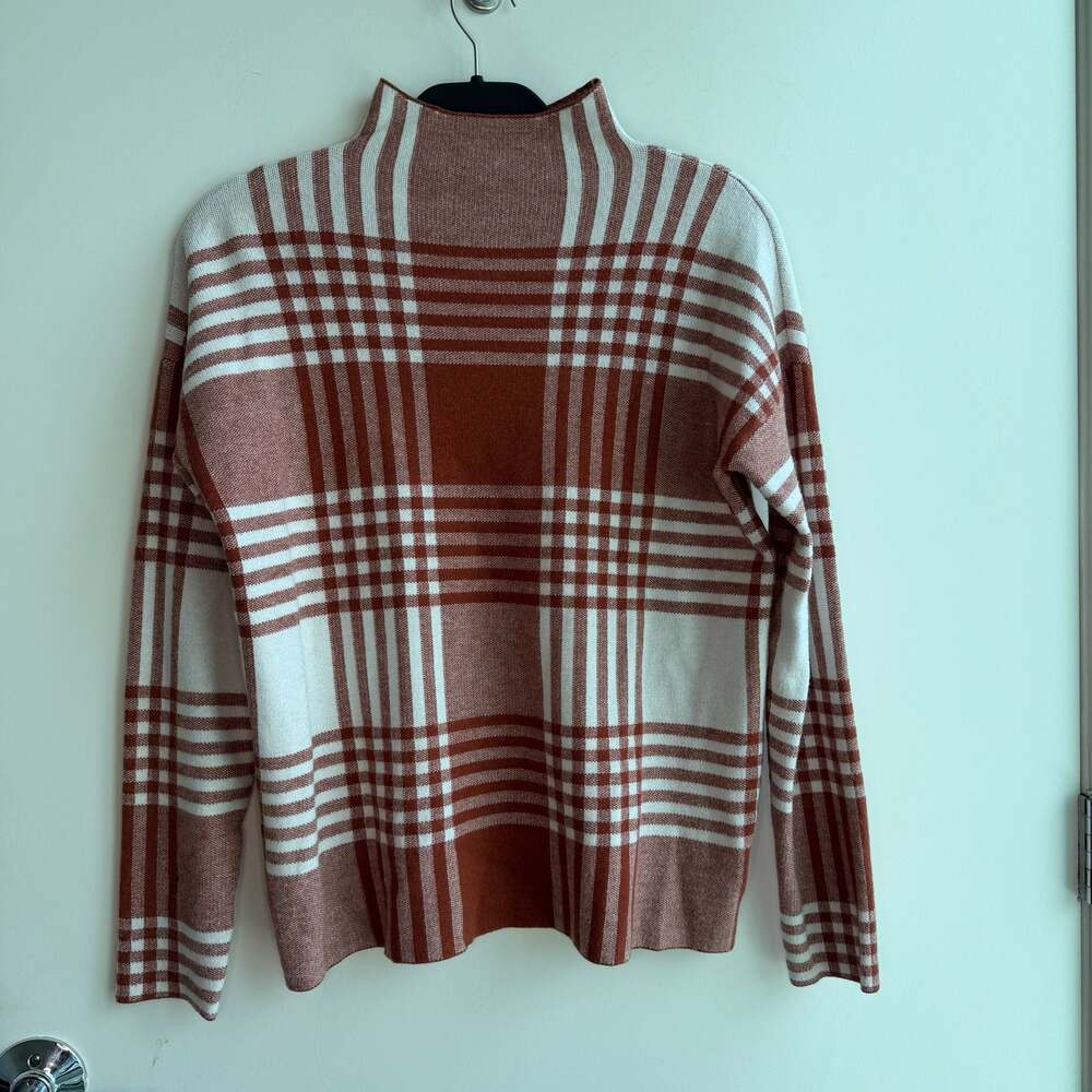 Max Studio Mock Neck Plaid Sweater Size M